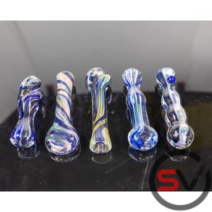 BLUE DICRO SWIRL ONE HITTER ASSORTED DESIGN 5CT/PK